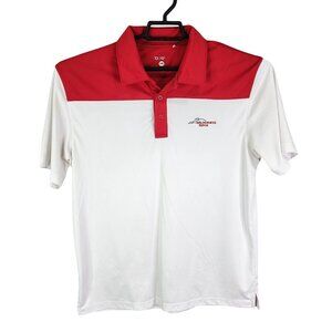 Womens Clique Red & White Golf Polo Shirt 100% Polyester Short Sleeve Size M